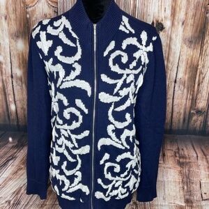 Weekends by Chico's Full Zip Sweater Size 1 Medium Like New